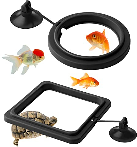 LLMSIX 2 Stück Fischfutterring, Futterring Aquarium für Aquarium und Tank Futterring Aquarium mit Saugnapf Aquarium zubehör Lebensmittelspender für Goldfische, Schildkröten (Schwarz)