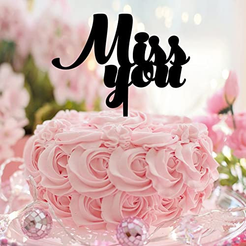 Miss You Cupcake Topper Monogramm Letter Art Font Cupcake Toppers for Party Birthday Cake Decor Elegant Decorative Diamond Couple Silhouette Acrylic Black
