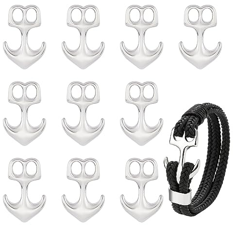 UNICRAFTALE 10 st 32,5 x 21 mm 304 rostfritt stål ankarkrok spännen allergivänliga ankare berlock metall två hål spännen krok sladd ändkontakt för för lädersladd armband tillverkning
