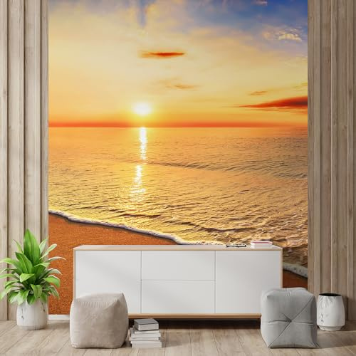 wall26 Wall Sticker/Wall Mural Beautiful Tropical Sunrise on The Beach, Not Peel and Stick, Non-Woven Wallpaper Decorative for Bedroom, Living Room, Office - 96x96 inches