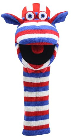 The Puppet Company Sammy Sockette - Colourful, Eco-Friendly Hand Puppet Toy with Top Hat, Tie & Bold Stripes – Fun & Interactive Play for Kids & Adults - Made from Recycled Materials – 38cm