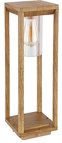Außenlampe Sockellampe Holzoptik Gartenleuchte Stehleuchte Standlampe, Aluminium Druckguss, E27, H 50 cm