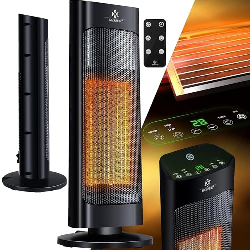 KESSER® Termoventilatore 2000 W ceramica, riscaldamento rapido 15-30 °C, oscillazione 80°, timer 24 ore