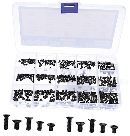 HOMSFOU Essential Computer Screw Kit Countersunk Head Screws Black Flat Head Type and Corrosion