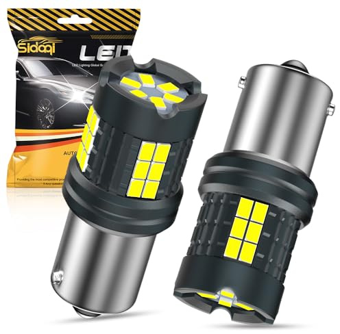 Sidaqi P21W LED Reverse Backup Light Bulbs CANBUS Error Free 25W 30SMD 3020 Chips Anti Hyper Flash 1156 BA15S 382 LED Bulb White for Brake Stop Tail Lights,Daytime Running Lights 12-24V (Pack of 2)