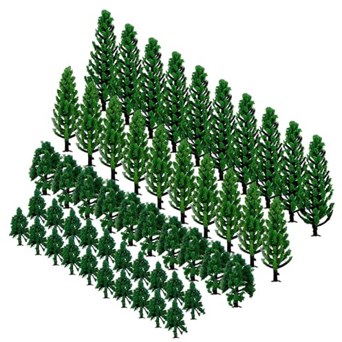 CXNXFD 50 Stück Modell Bäume Miniatur Zug Bäume Eisenbahn Landschaft Diorama Baum Architektur Bäume für Mini Landschaftsgestaltung Modelleisenbahn und Landschaftsbau,Grün