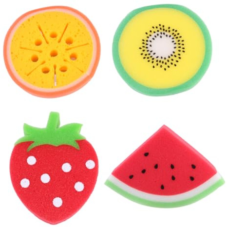 Veemoon 4pièces Boule De Douche Créative Orange Lot De Éponges De Bain Pour Garçon Fille Agréable Friction