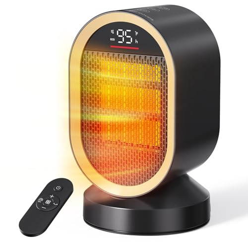 BREEZOME Space Heaters for Indoor Use, 1500W Fast Heating Ceramic PTC Space Heater with Thermostat 24H Timer, 85°Oscillating Quiet Electric Heaters for Indoor Office Desktop Home