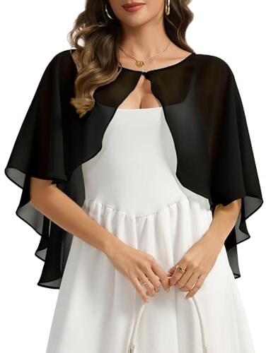 Bbonlinedress Chiffon Bolero Damen Cape elegant Schultertuch Leicht Capelets Überwurf für Hochzeit Umhänge Tücher für Kleider