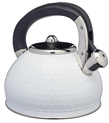 KitchenCraft Lovello Textured Induction-Safe Stove-Top Whistling Kettle, 2.5 L (.5 gal) - Ice White