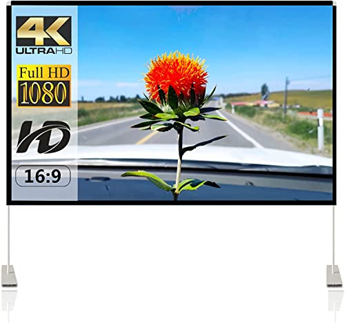 SKERELL Proiettore Schermo con Stand 120 pollice Portable Proiezione Schermo 16:9 4K Proiezioni posteriore HD Schermo con Carrello per Indoor Outdoor Home Theater Backyard