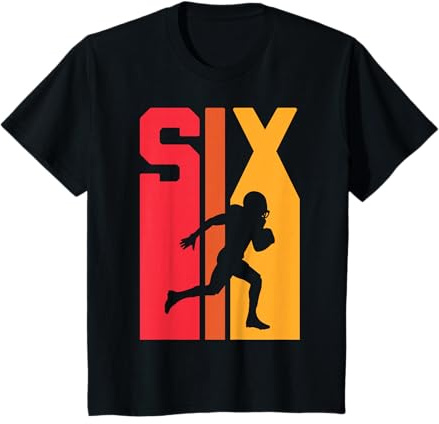 6th Birthday Retro American Football 6 Years Old Boy Girl T-Shirt