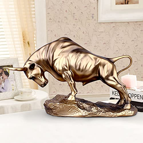 LGYKUMEG Bull Figur Feng Shui Statue, Wall Street Bull Statue, Home Decoration Bull Statue, Stier vertritt viel Glück der Karriere und des Reichtums,34 * 11.5 * 22cm