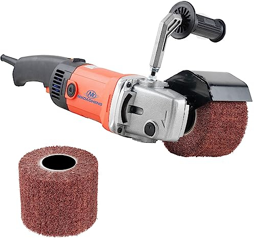 MXBAOHENG 2200W Elettrica Lucidatrice per Trafilatura 6 Velocità regolabile Spazzolatrice Legno Smerigliatrice a Rulli Elettrica Smerigliatrice per rasatura a con 2 ruote di lucidatura (rosso）