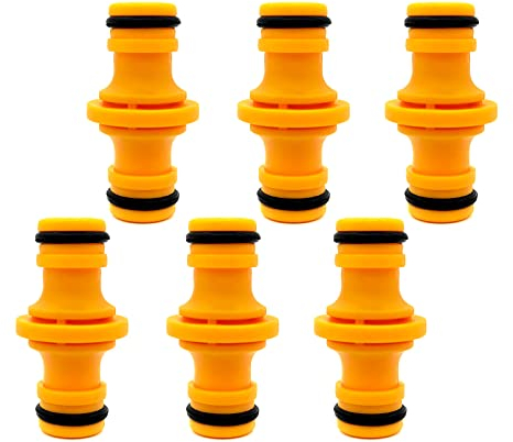 Cretty-Meet 6pcs Double Male Hose Connectors Garden Hose Tap Double Male Hose End Connector Hose Pipe Connectors for Join Garden Hose Pipe Tube and Garden Irrigation System, (C-923)