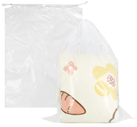 Belinlen 100 Pack 18x24 inch Transparent Shoe Bags for Travel Large Clear Shoes Storage Organizers Pouch with Cotton Draw Strings Shoe Dust Bags