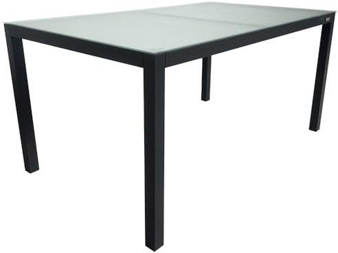 MOMMA HOME Mesa Jardin Aluminio y Cristal TempladoMesa Comedor Rectangular de Exterior 6 Personas Aire Libre Medidas 150x90x74 cm (Gray)