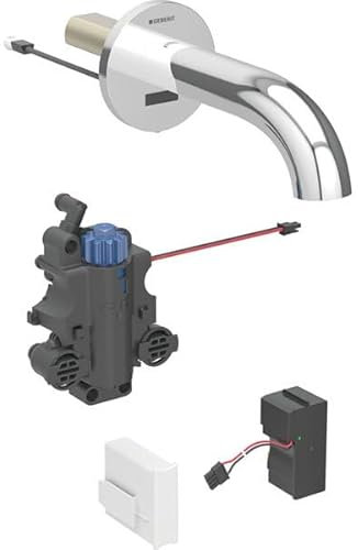 Robinetterie de lavabo Geberit Piave, saillie 170mm, avec mitigeur thermostatique, alimentation secteur, pour boîtier de fonction encastré, 116.267.21.1, Couleur: Chromé brillant