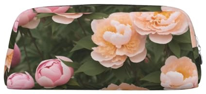 ASPOIJHN Peonies vielseitiges Leder-Federmäppchen, stilvolle Aufbewahrungstasche für Schule, Büro, Schreibwaren, Kosmetiktasche, Münzen-Organizer, silber, Einheitsgröße, Krawattenetui