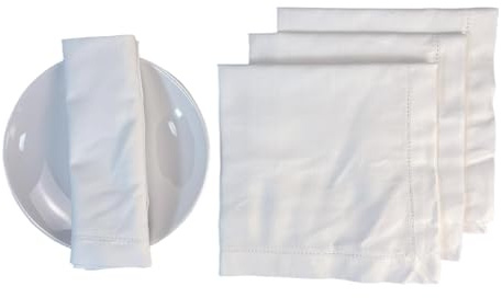 Stoffservietten 6er Set Baumwoll Leinen Waschbar Wiederverwendbare mit Hohlsaum Servietten Stoff Tischsets Tischdekoration für Partys Weihnachten Geburtstag Hochzeit Küche (Weiß, 45 x 45 cm)