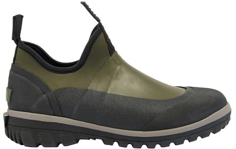 LAMB Men's Khaki Low Cut Garden Boots - Waterproof, Durable Natural Rubber Gardening Shoes with Steel Shank for Arch Support, Size 7 UK