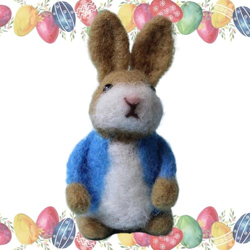 Filz Osterhase, Hasenpuppe aus Filz, handgefertigte Häkeltiere – niedliches Filzhasen mit bunten Jackenmänteln, Osterkorb, Tierhandwerk für die Dekoration