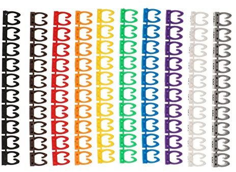 OSALADI Juego De 100 Etiquetas De Identificación De Núcleo De Cable Etiquetas De Cable Numeradas Resistentes Y Fáciles De Usar Para La Gestión De Cables