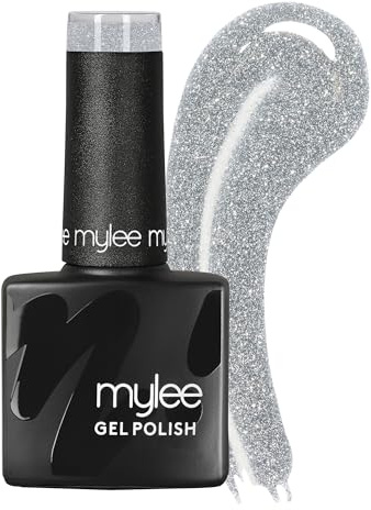 Mylee Gel Nail Polish 8ml [Gatsby ] - UV/LED Soak-Off Nail Art Manicure Pedicure for Professional, Salon & Home Use [Fine Glitter Range] - Long Lasting & Easy to Apply