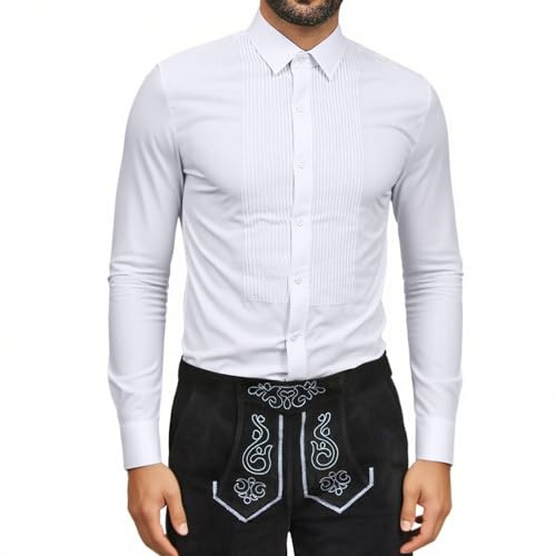 Generisch Camicia da abito smoking Camicie da uomo Collo con patta Camicia con papillon Camicia a maniche lunghe Camicia da business Camicia a maniche lunghe Camicia da tempo libero Camicia slim fit
