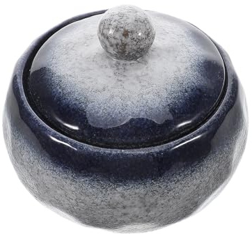 CORHAD Olla de Cerámica con Tapa de 350ml para Cocinar al Baño María, Diseño Clásico Japonés con Textura de Piedra, Fácil de Limpiar, Adecuado para Cocina y Restaurante