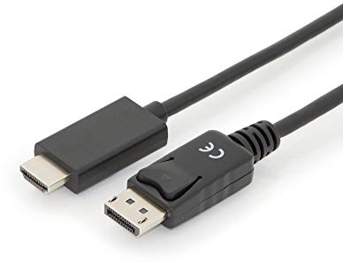 DIGITUS DisplayPort zu HDMI Adapterkabel - UHD 4k/60Hz - HDMI 2.0 - Displayport 1.2 - 3m - Kompatibel mit Monitor, Gaming-Grafikkarte - schwarz