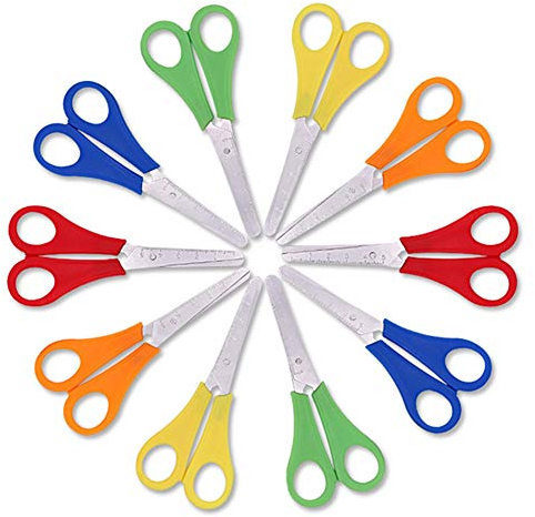 umorismo 10 Pcs Kids Scissors Blunt tip Children Safety Scissors with cm Scale, Preschool Training Scissor with Plastic Handle for Art Craft,Students Office