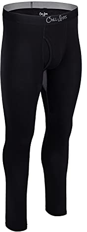 Chill Boys Viscose from Bamboo Men's Thermal Underwear - Soft Base Layer Long Johns, Cold Weather Thermals (Black, Large)
