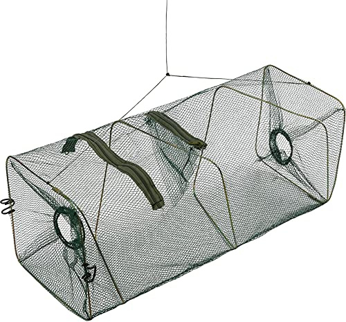 Köderfischreuse Aalreuse Krebsreuse Fischreuse 55 x 23 x 23 cm Faltbar mit Futterbeutel Fischernetz mit 2 Öffnungen