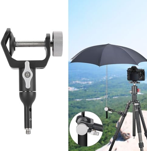 Support de Parapluie pour Trépied, Pince de Chaise de Parapluie en Métal Rotative à 360 Degrés, Pince de Parapluie pour Trépied D'appareil Photo Extérieur avec Vis de 1/4 de Pouce