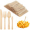 Realure Couvert en Bois - 350 Pcs: 200 Fourchettes à Frites, 50 Fourchettes, 50 Cuillères, 50 Couteaux - Pour Picnic, Barbecue, Fête