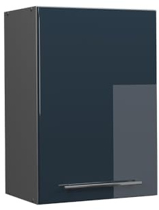Vicco Hängeschrank Fame-Line, Dunkelblau Hochglanz, 50 cm | MDF-Front · Soft-Close · 2 Einlegeböden · Metallgriffe · ✓ Praktischer Stauraum