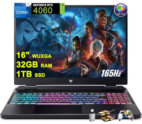 Acer Predator Helios Neo 16 Gaming Laptop WUXGA IPS 165Hz (100% sRGB) Intel 14-Core i7-13650HX 32GB RAM 1TB SSD GeForce RTX 4060 8GB Graphic RGB Backlit Killer AX1650i Win11