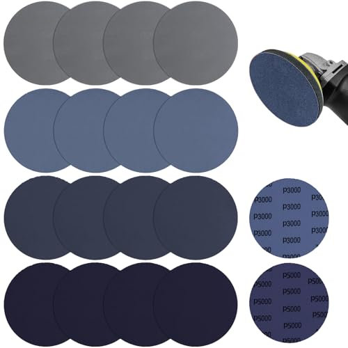 18 discos húmidos, papel de lija 150 mm de velcro, lija húmida y seca, lijadora excéntrica, juego de lija 1500/2000/3000/5000
