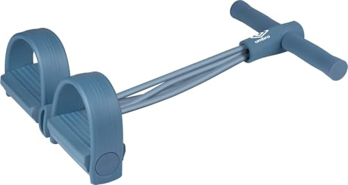 Umbro Rameur Portable - Bande Elastique Musculation Portable - Appareil Musculation jusqu'à 11KG de Résistance - avec Poignées et Pédales - Plastique - Bleu