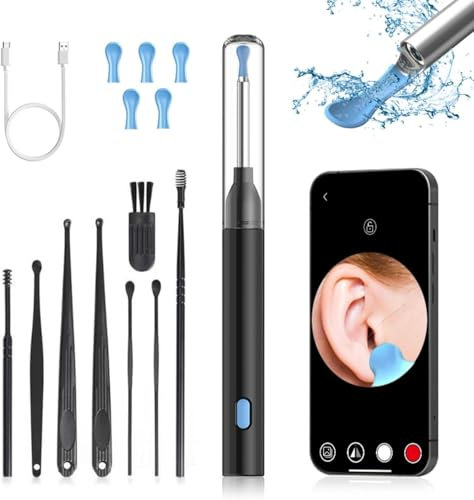 I-vyever Ear, I-vyever Ear Wax, I-vyever Earwax, I-vyever Ear Cleaner, Ear Wax Removal Kit, Ear Wax Removal Tool, Ear Wax Removal Camera with Removable Tips, Ear Wax Removal Tool Camera (Black)