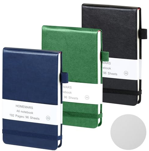 libretas A6, juego de cuadernos de 3 piezas, Páginas Blancas, cuaderno pequeño, bloc de notas de 14,8 cm x 9,5 cm,200 páginas, cuaderno, cuaderno de bolsillo, diario de viaje, cuaderno de cuero