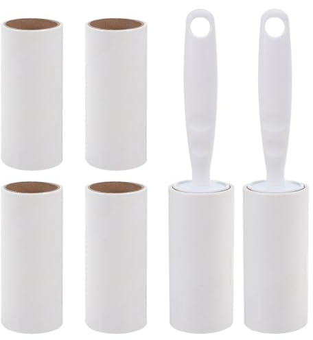 VALICLUD 8 Pièces Lot de 8 Rouleaux Adhésifs Anti-Peluches Blancs Réutilisables, Rouleau Compact pour Vêtements, Meubles et Sols, Élimination des Poils D’Animaux, pour Voyage et Usage