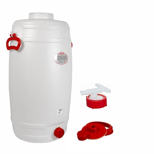 Graf Getränkefässer Saftfässer Kunststoffässer 10-500 Liter (Graf Getränkefass Rund 50 Liter mit Auslaufhahn NW 15)