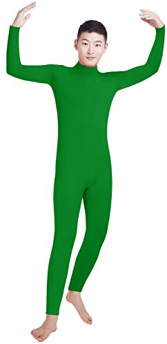 lucky baby store Jungen Männer Lycra Spandex Rollkragen Langarm Ein Stück Dancewear Ganzanzug Bodysuit (XS, Green)