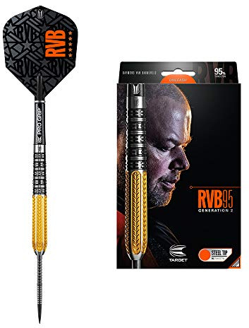 Target Darts Target Darts Raymond Van Barneveld Rvb 95 2. Generation 25g 95% Wolfram Steeldarts-set Dartpfeile Steel-Dartpfeile 25G Gold, Schwarz and Silber