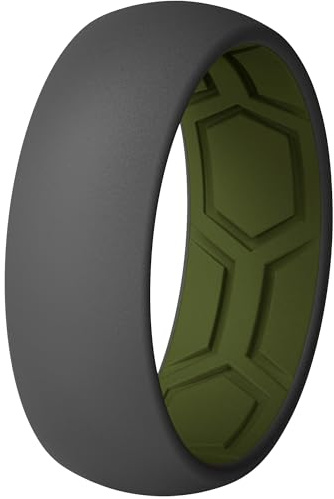 ThunderFit Men's Air Groove 7.8mm Wide 1.8mm Thick Silicone Rings, Variety Multipack 1-7, 7.5 - 8 (18.20mm), Silicone, No Gemstone