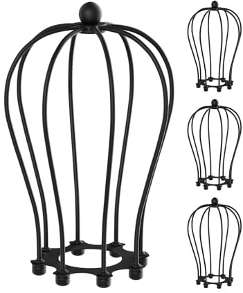 ledscom.de 4x Käfig-Lampenschirm, schwarz, 115mm Ø