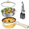 Audecook Hot Pot elettrico con vapore, mini padella elettrica con rivestimento antiaderente, fornello rapido per ramen da 1,7 l, pentola elettrica portatile per bistecca, uova, ramen, farina d'avena
