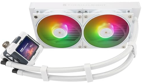 Thermalright Frozen Warframe 240 White ARGB-240mm AIO - Enfriador líquido para CPU, pantalla LCD IPS con resolución de 320 x 240, para AM4/AM5 e Intel LGA1700, pantalla de 2.4 pulgadas para imágenes y